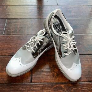 Gfore women’s  white, silver, and gray golf shoes size 10